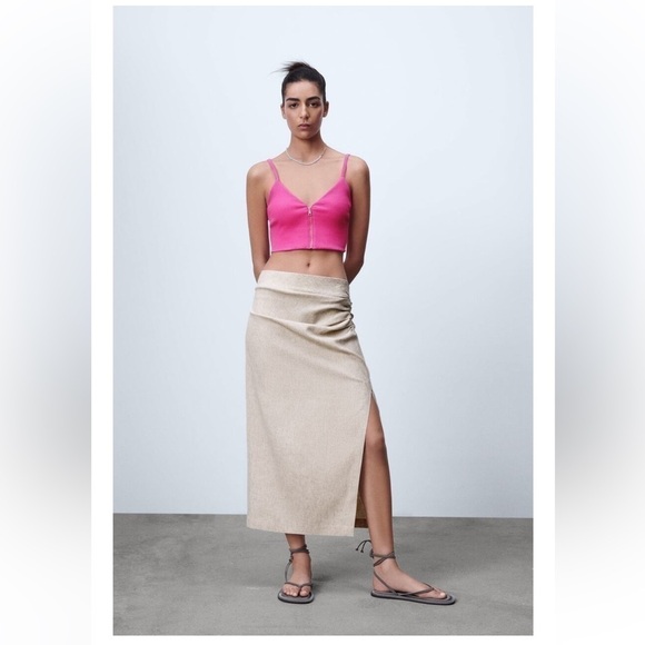 Zara Tops - Zara Hot Pink Zip Up Tank
